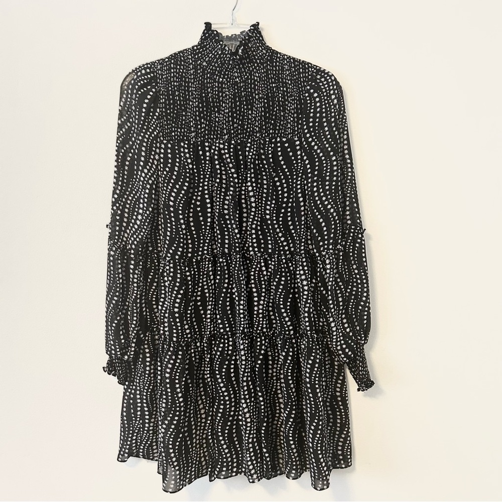 Cinq A Sept Smocked Sheer-sleeve Mini Dress - Picture 2 of 6